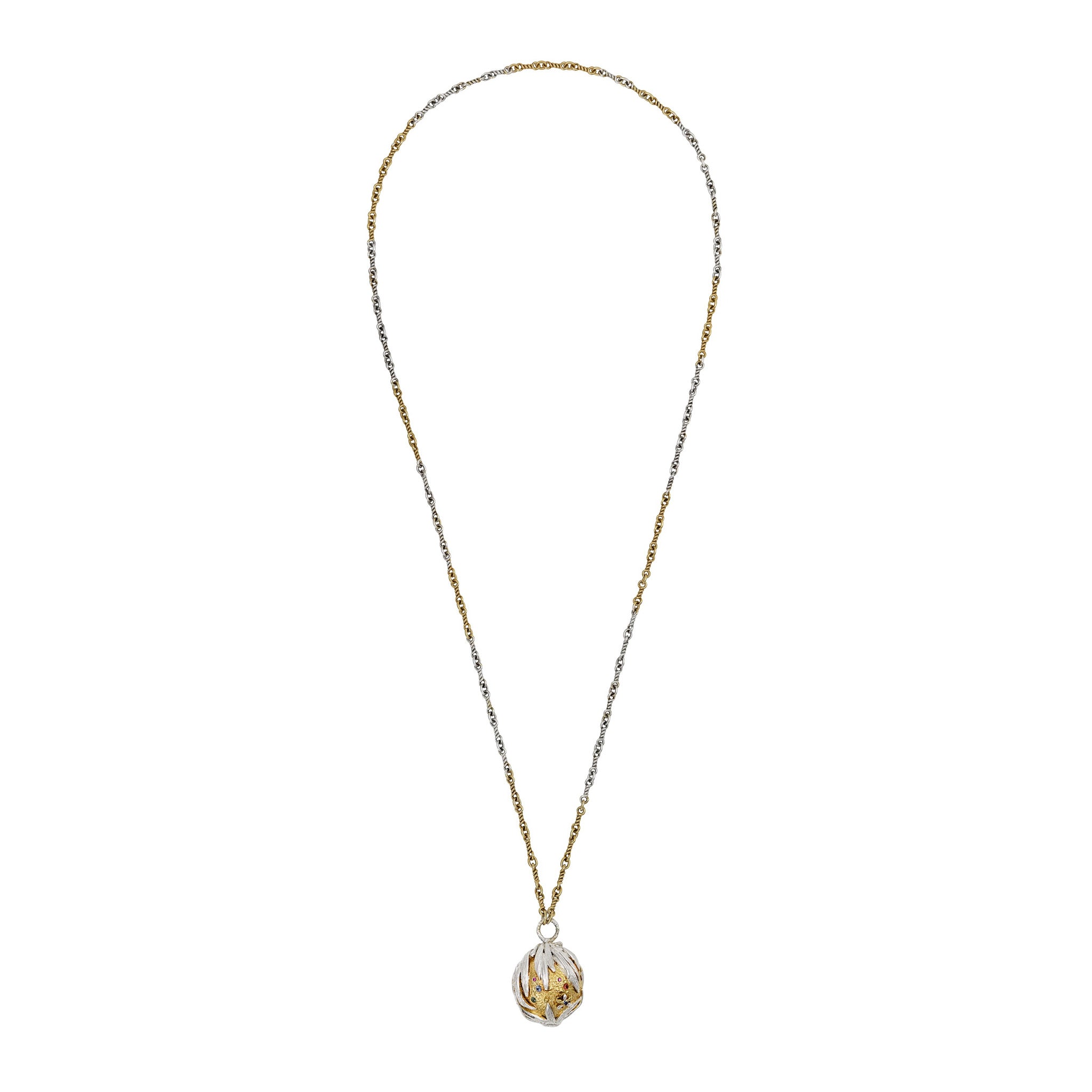 Silver and Gold Vermeil Full Metal Globo Necklace